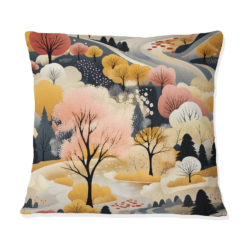 Designart "Autumn Scenery Scandinavian Pattern IV" Floral Printed Throw Pillow