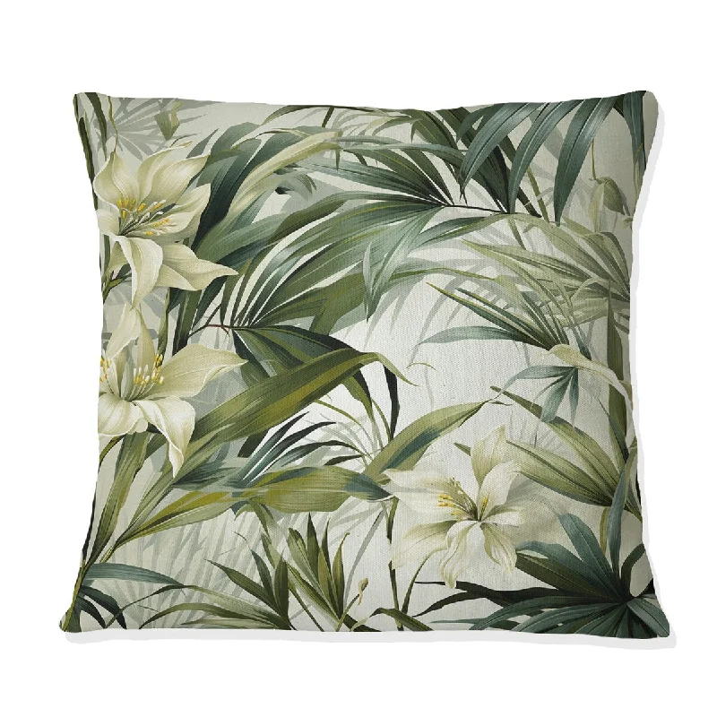 Designart "Bamboo Fusion Tropical Pattern III" Tropical Printed Throw Pillow