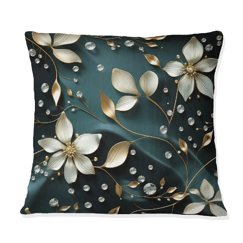 Designart "Black Crystal Glamour Brilliance II" Glam Printed Throw Pillow