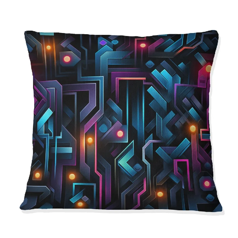 Designart "Blue And Purple Futuristic Vibes Geometric II" Geometric Printed Throw Pillow