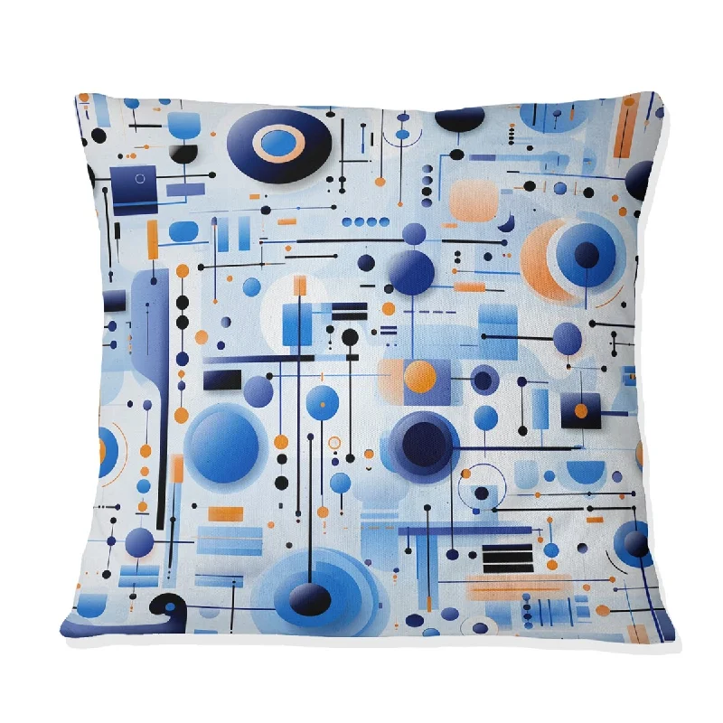 Designart "Blue And White Matrix Grid II" Geometric Printed Throw Pillow