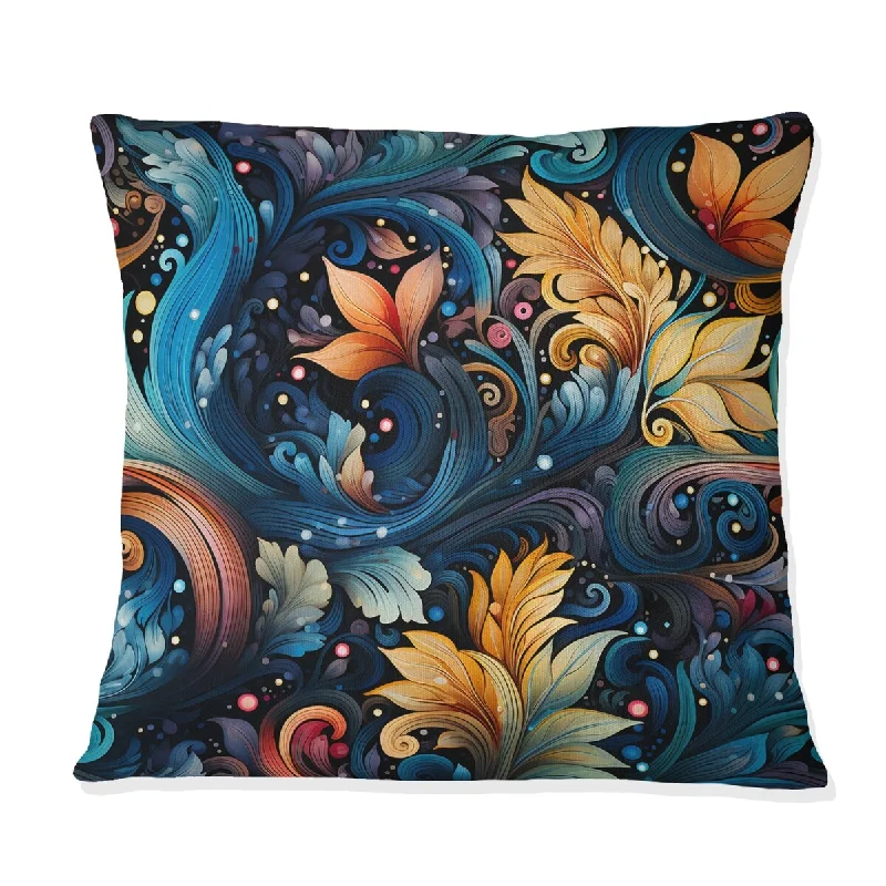 Designart "Celestial Pink And Blue Paisley Harmony III" Marble Printed Throw Pillow