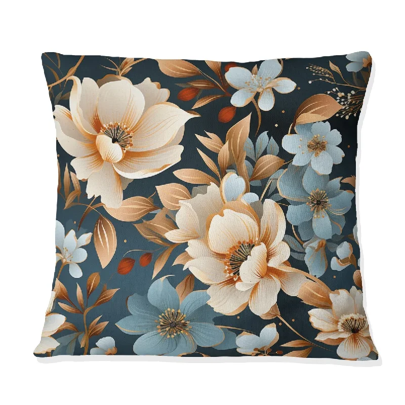 Designart "Classic Vintage Beige Garden Melodies" Floral Printed Throw Pillow