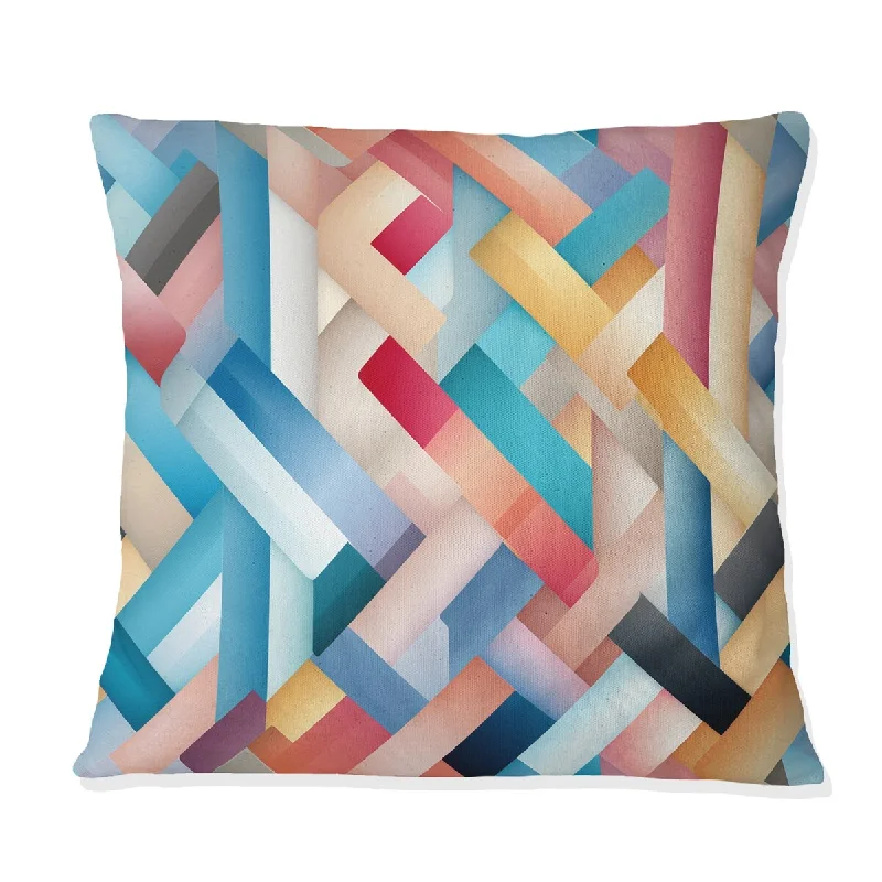 Designart "Colorful Futuristic Striped Pattern II" Geometric Printed Throw Pillow