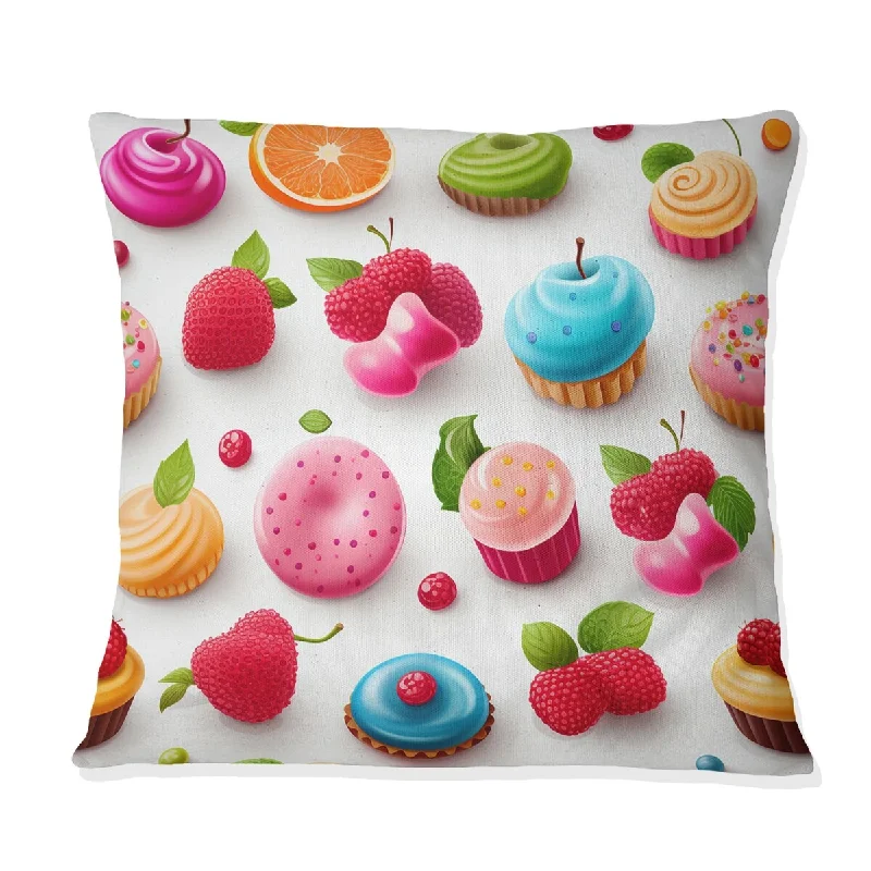 Designart "colorfully candy style popart for kitchen" Food & Beverage Printed Throw Pillow