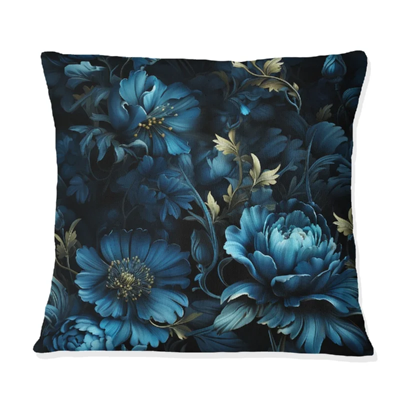 Designart "Darkened Reflections Moody Patterns I" Floral Printed Throw Pillow