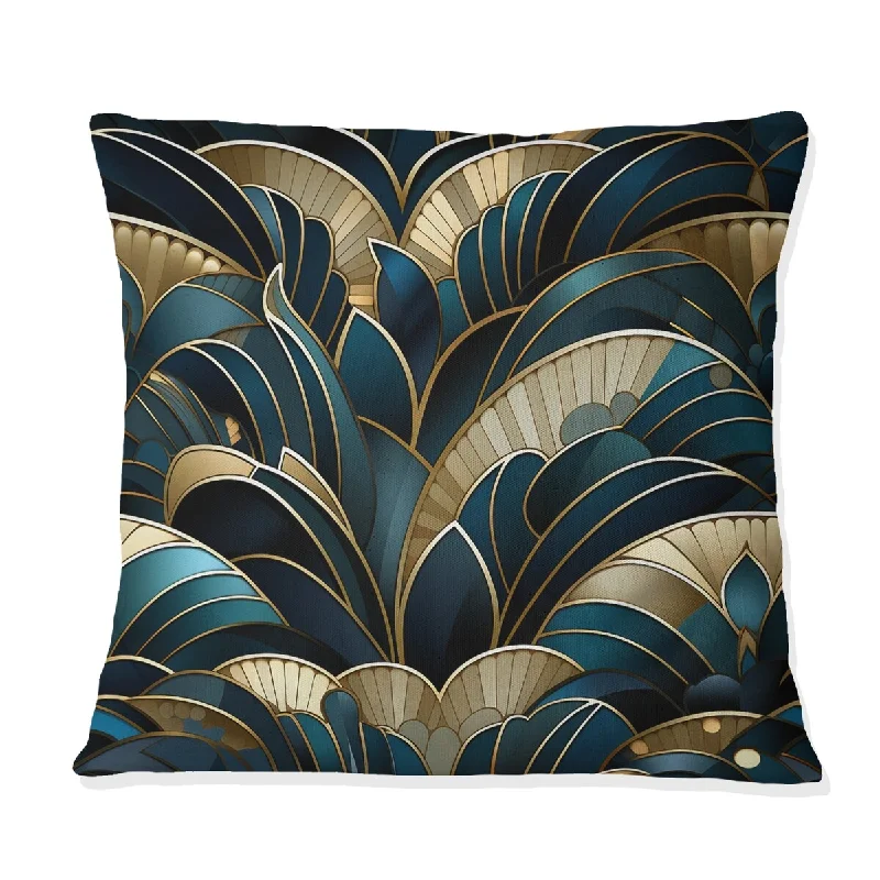 Designart "Emerald And Gold Art Deco Pattern" Marble Printed Throw Pillow