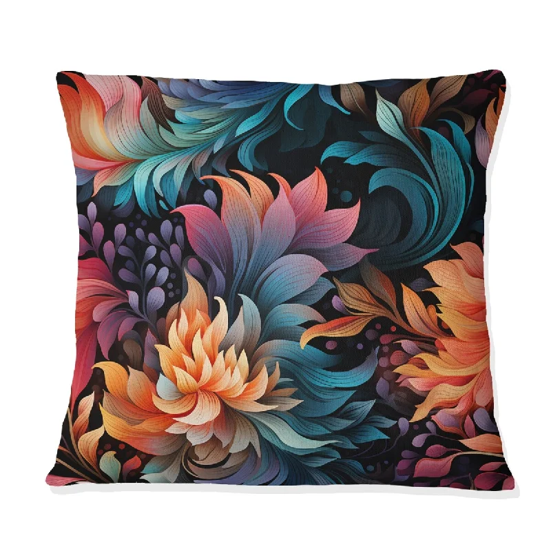 Designart "Enchanted Noir Moody Patterns" Floral Printed Throw Pillow