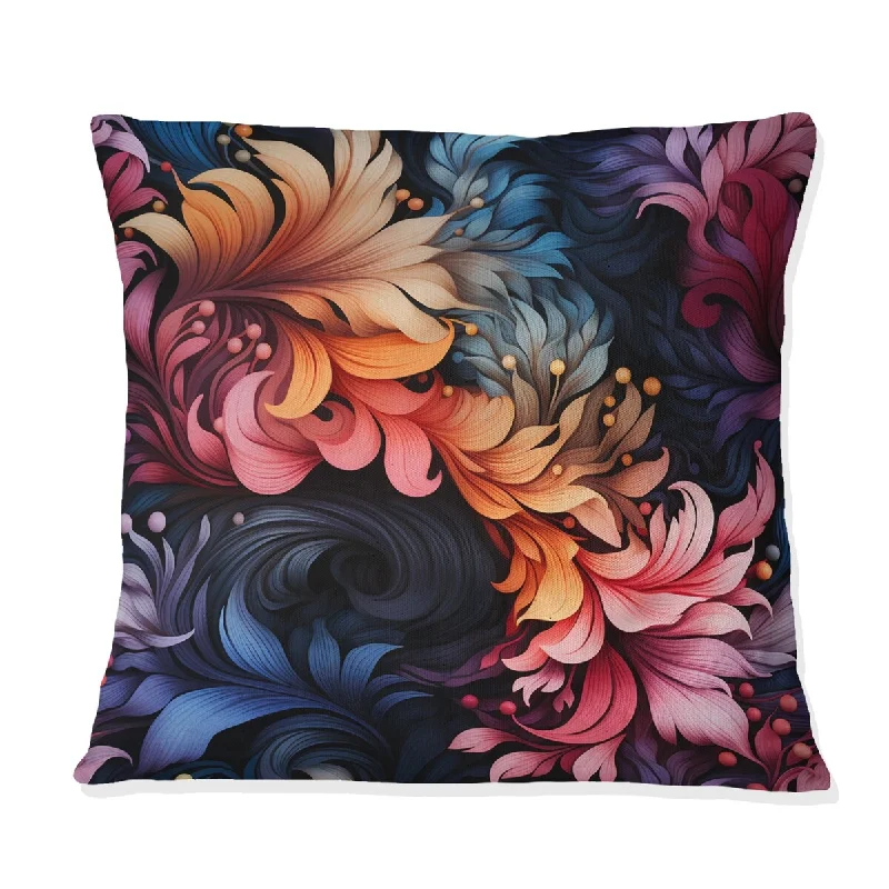 Designart "Enchanted Noir Moody Patterns II" Floral Printed Throw Pillow