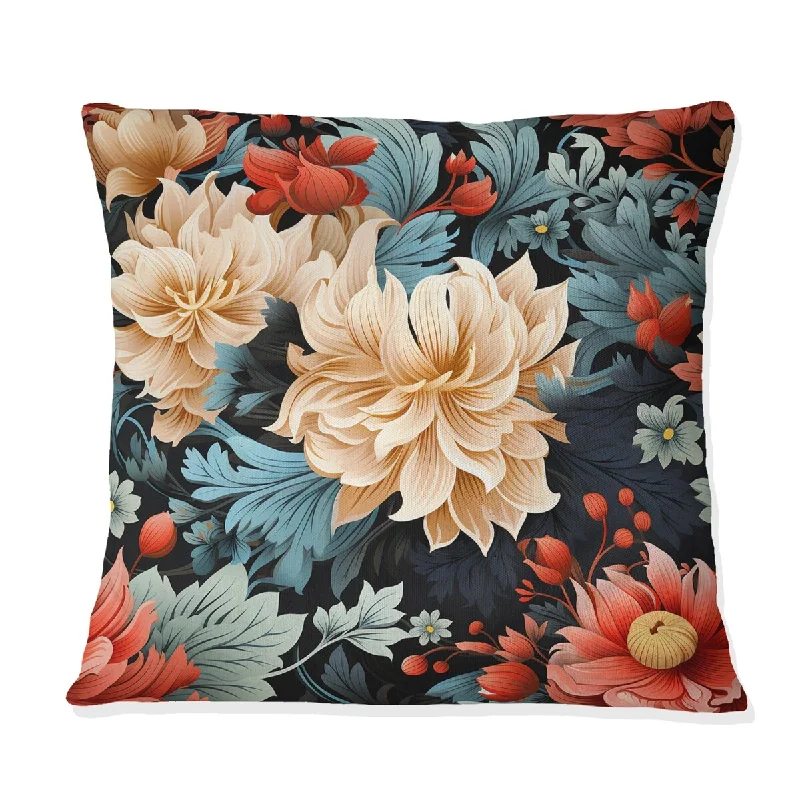 Designart "Enchanting Beige Peonies Garden Flourish" Floral Printed Throw Pillow