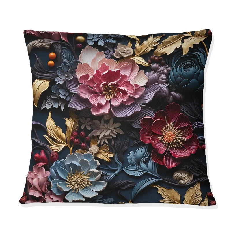 Designart "Enigma Moody Patterns" Floral Printed Throw Pillow