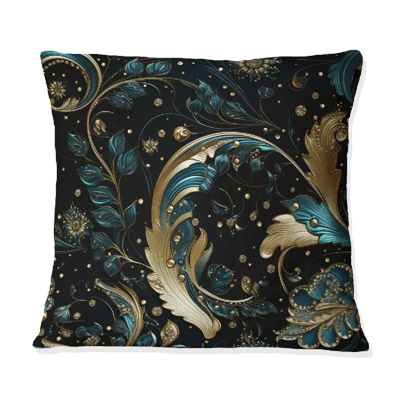 Designart "Gilded Luxe Paisley Pattern" Paisley Printed Throw Pillow