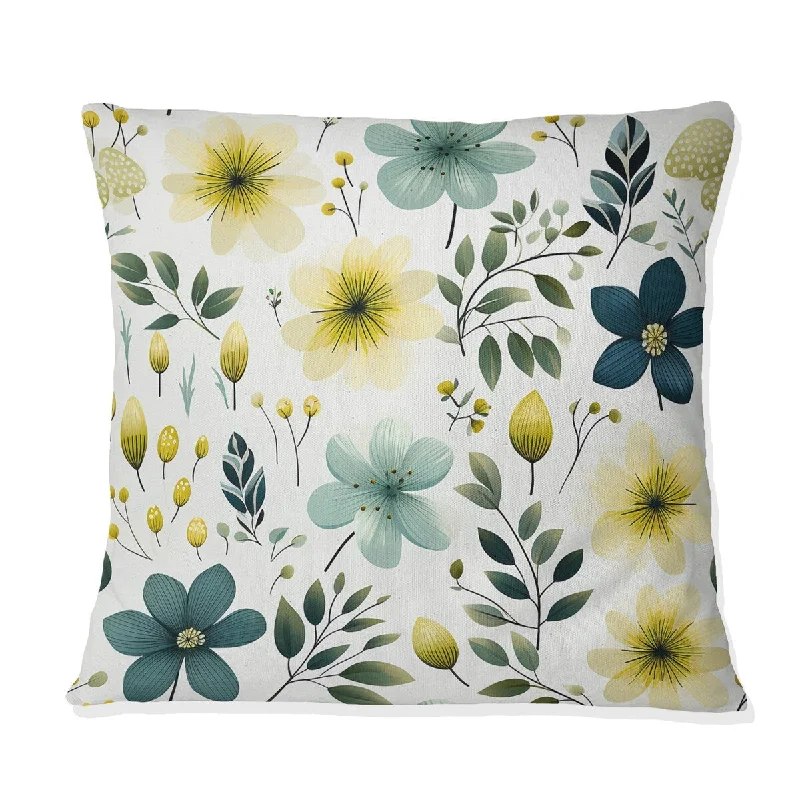 Designart "Green And White Ferns Sereny I" Floral Printed Throw Pillow