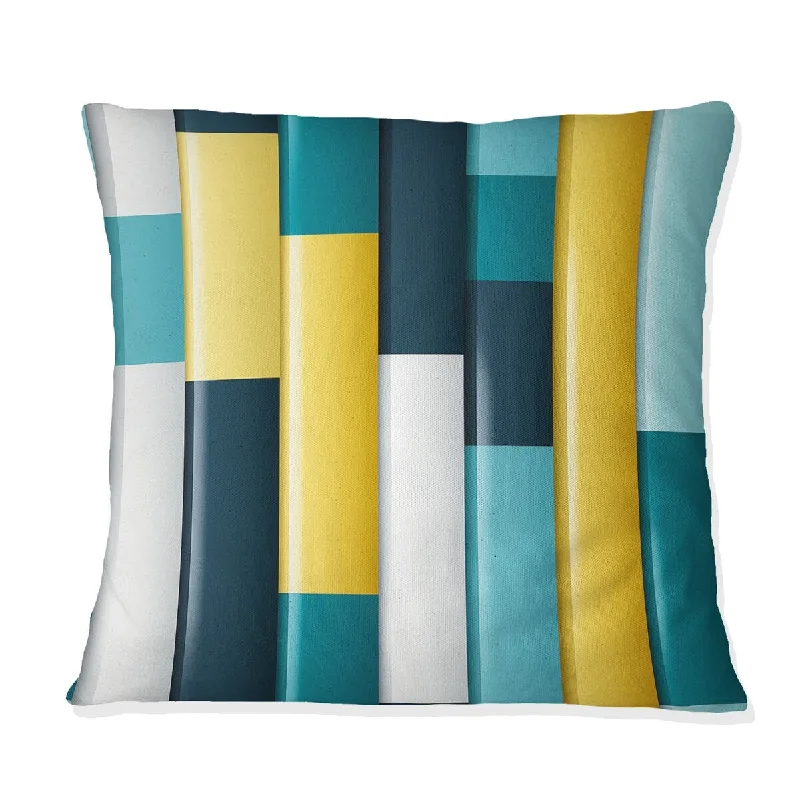 Designart "Green And Yellow Stripes Harmony IV" Striped Printed Throw Pillow