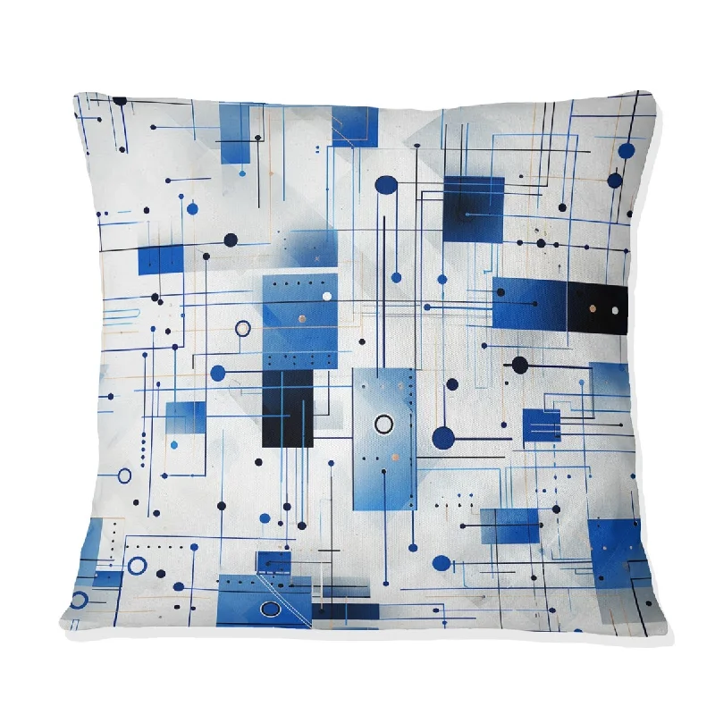 Designart "Industrial Blue Matrix Geometric Pattern III" Geometric Printed Throw Pillow