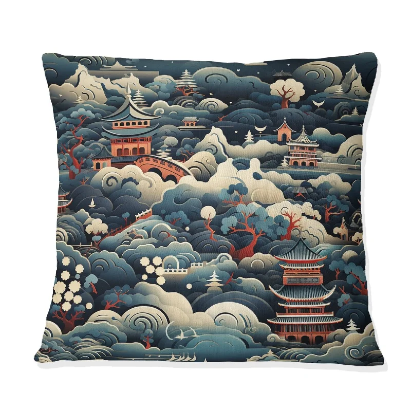 Designart "Japan Cultural Symbolism" Japanese Printed Throw Pillow