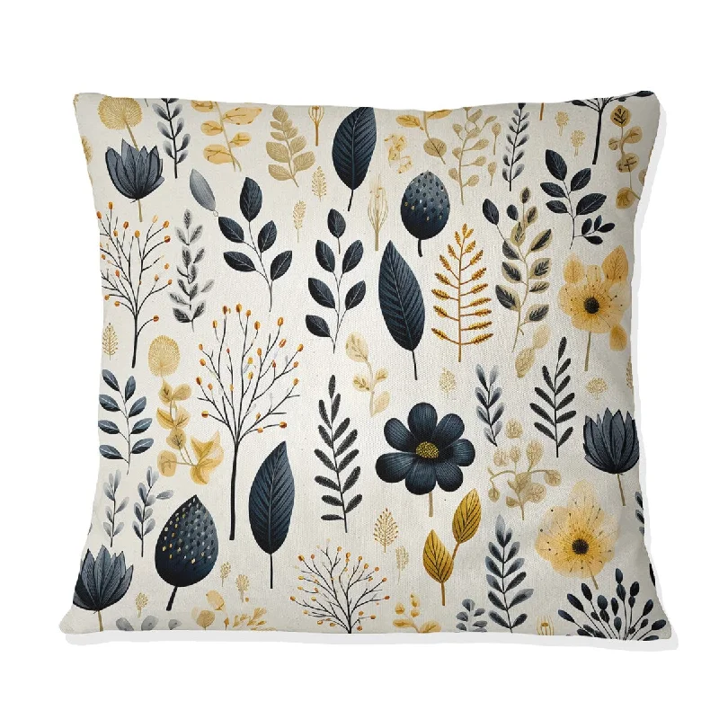 Designart "Monochrome Botanics IV" Plants Printed Throw Pillow