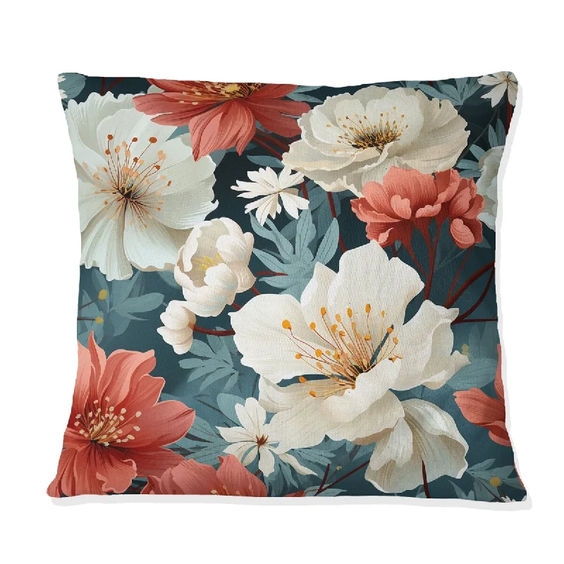 Designart "Muliticolor Coastal Blossoms Floral Pattern I" Floral Printed Throw Pillow