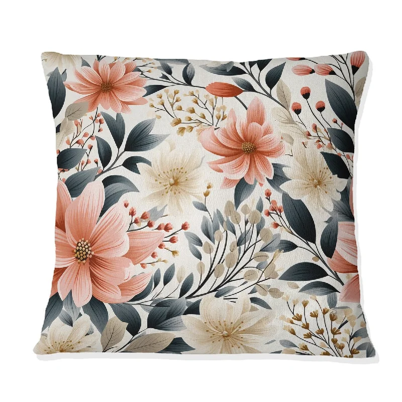 Designart "Neutral Foliage III" Plants Printed Throw Pillow