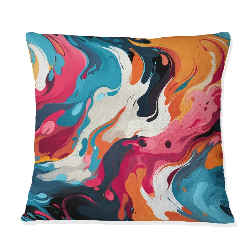 Designart "Popart Dynamic Brushstrokes I" Abstract Printed Throw Pillow