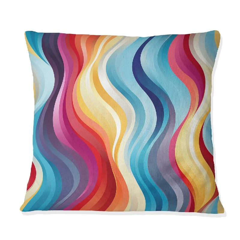 Designart "Popart Striped Rainbow Rhythm III" Striped Printed Throw Pillow