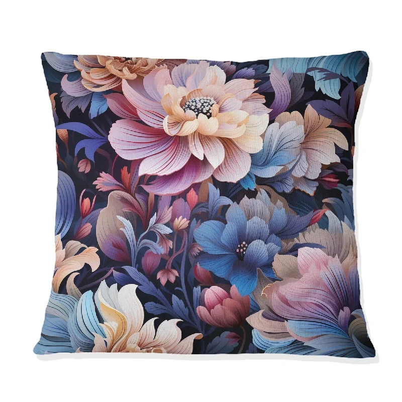 Designart "Purple Enchanted Forest Floral Pattern" Floral Printed Throw Pillow