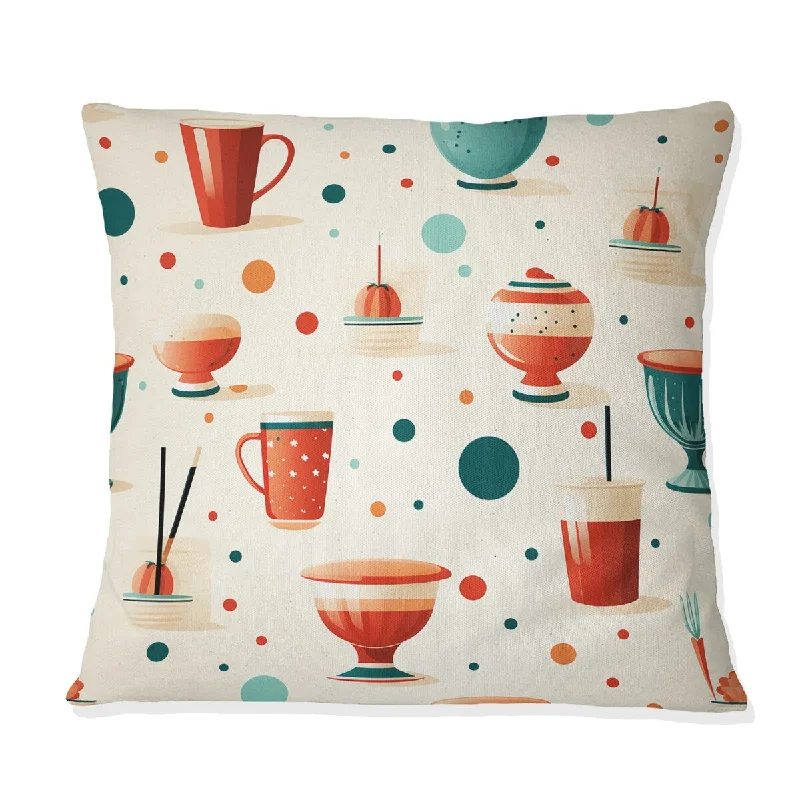 Designart "Red and White Retro Diner Dots" Food & Beverage Printed Throw Pillow