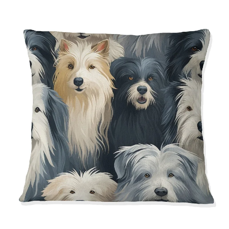 Designart "Shaggy Sheepdog Pattern For Kids Bedroom" Animal Printed Throw Pillow