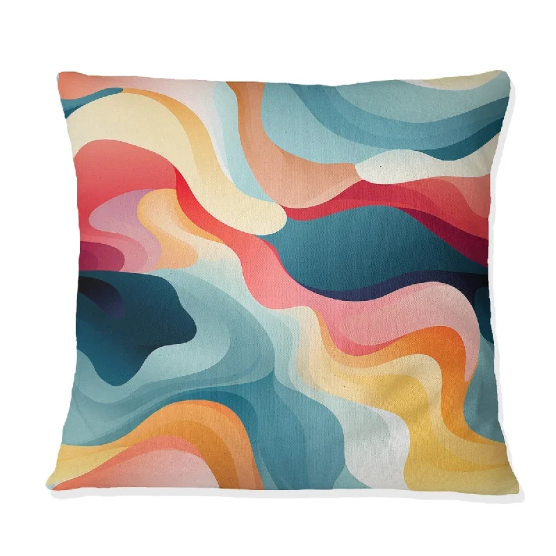 Designart "Soft Color Multicolor Abstract Neutrality Wave VII" Abstract Printed Throw Pillow