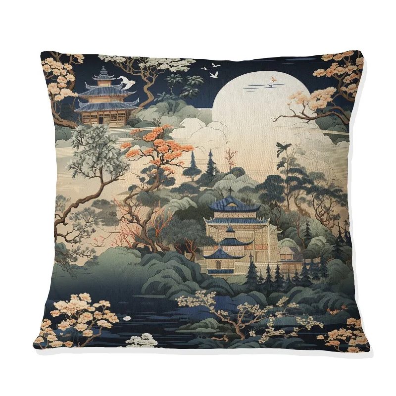 Designart "Tea House Elegance III" Japanese Printed Throw Pillow