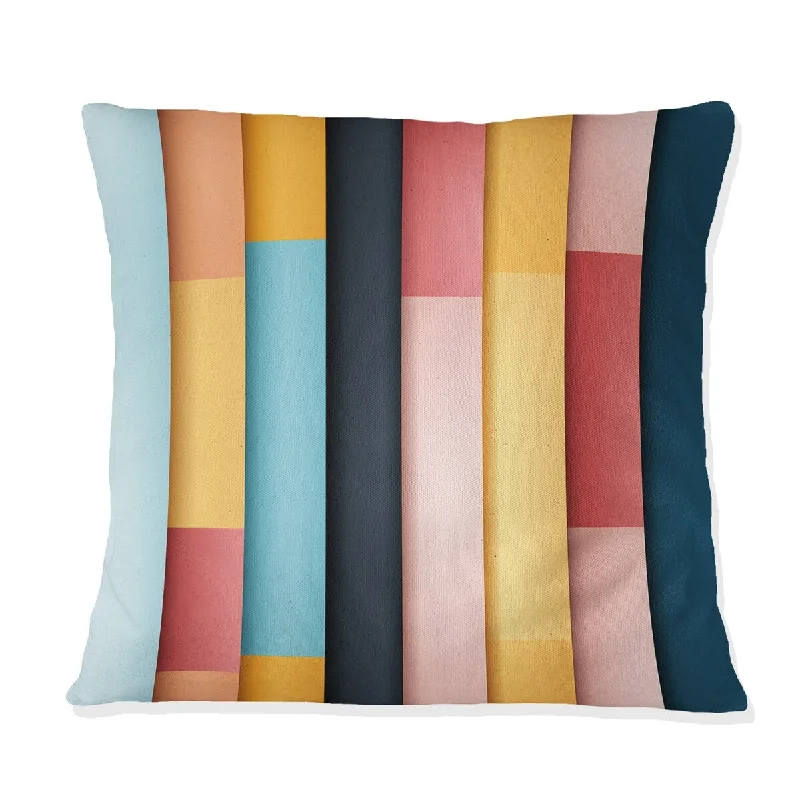 Designart "Vibrant Serenity Blue And Pink Lines Pattern I" Striped Printed Throw Pillow