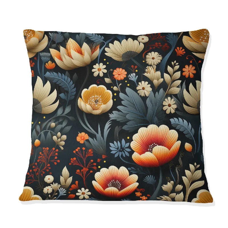 Designart "Whimsical Bohemian Bliss Floral Pattern IV" Floral Printed Throw Pillow