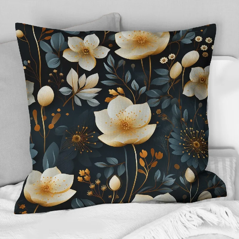 Designart "White Mystic Reverie Floral Delights" Floral Printed Throw Pillow