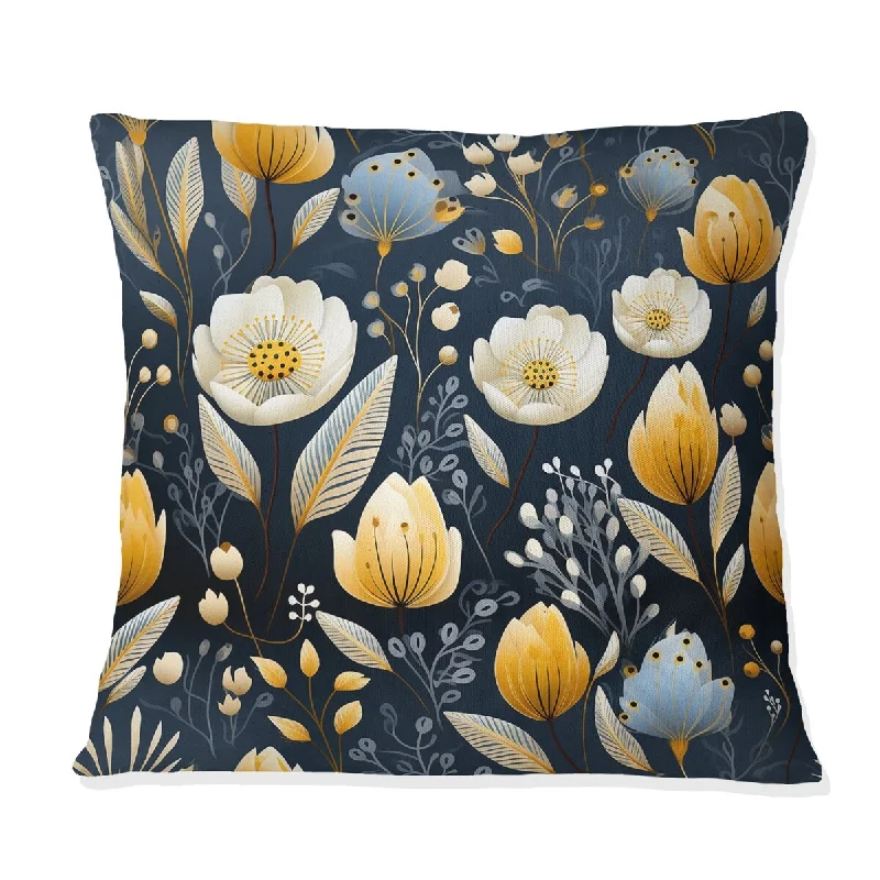 Designart "Yellow And White Blooms Oasis Garden" Floral Printed Throw Pillow