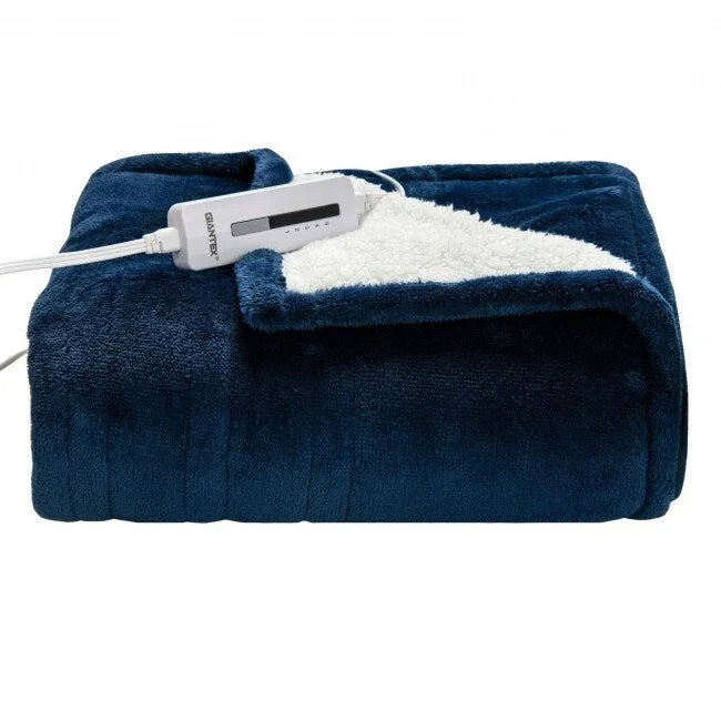 Double-Sided Electric Heated Throw Blanket Flannel and Sherpa