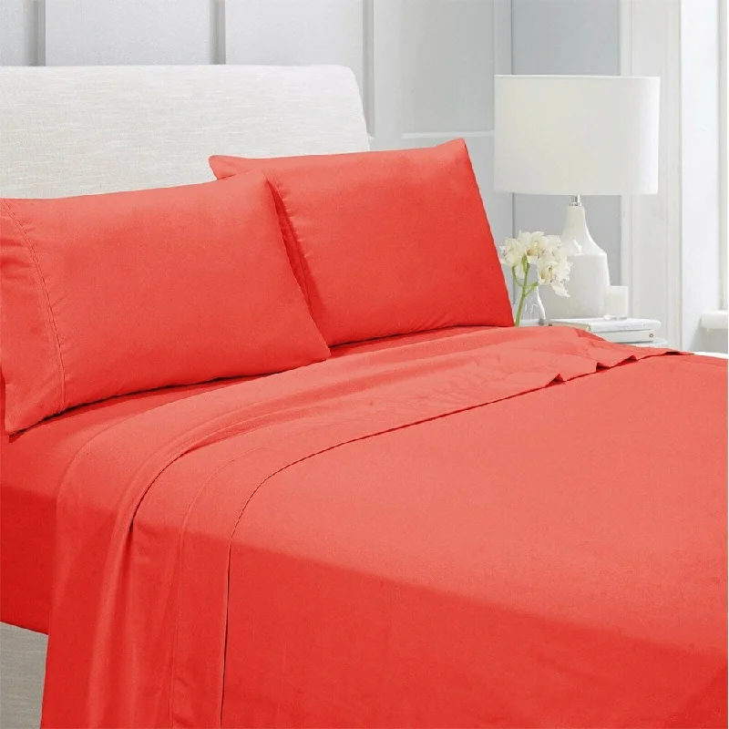 Egyptian Comfort 1800 Count 4 Piece Bed Sheet Set Full Peach