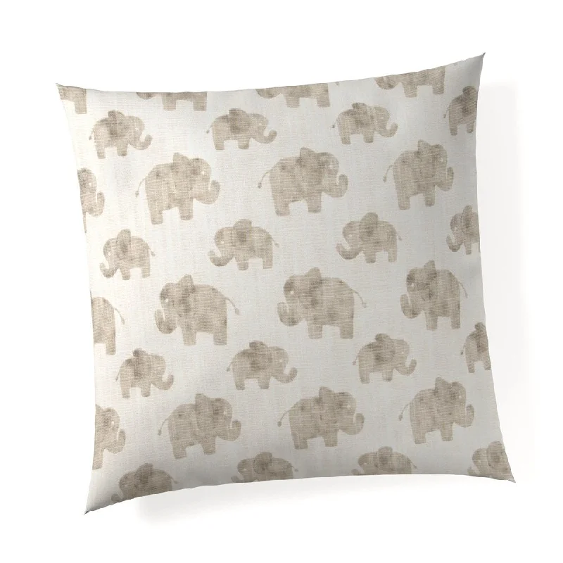 Elephant Herd - Natural Pillow