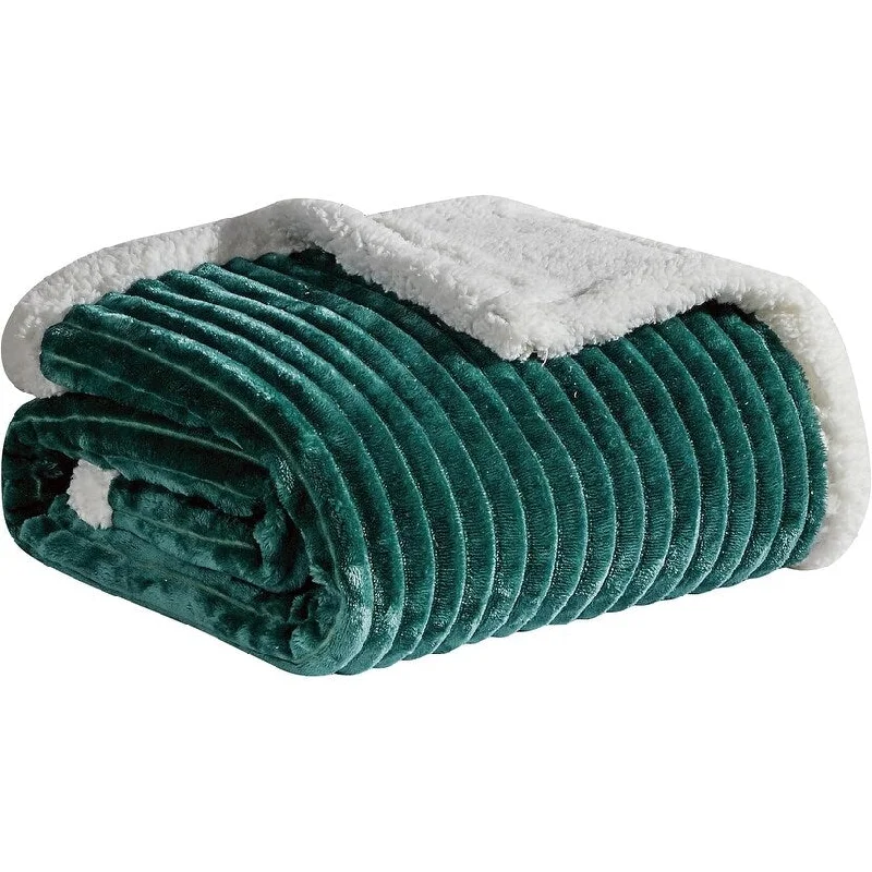 Faith, Hope, Love Home Décor King Size Corduroy Oversized Sherpa Blankets (108" x 90") - Teal