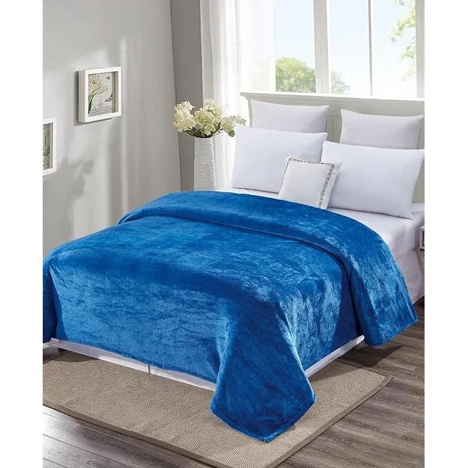 Faith, hope, love home décor Ultra Lush Twin Size Solid Microplush Blanket (66" X 86") - NAVY