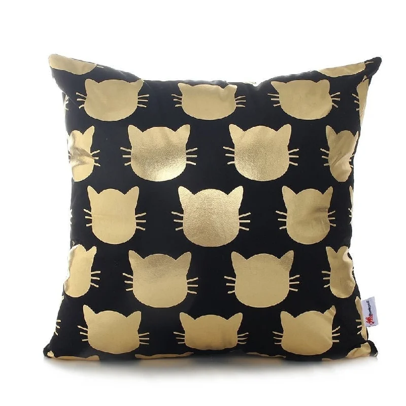 Flannel Pillow Case Gold Cats 18 x 18