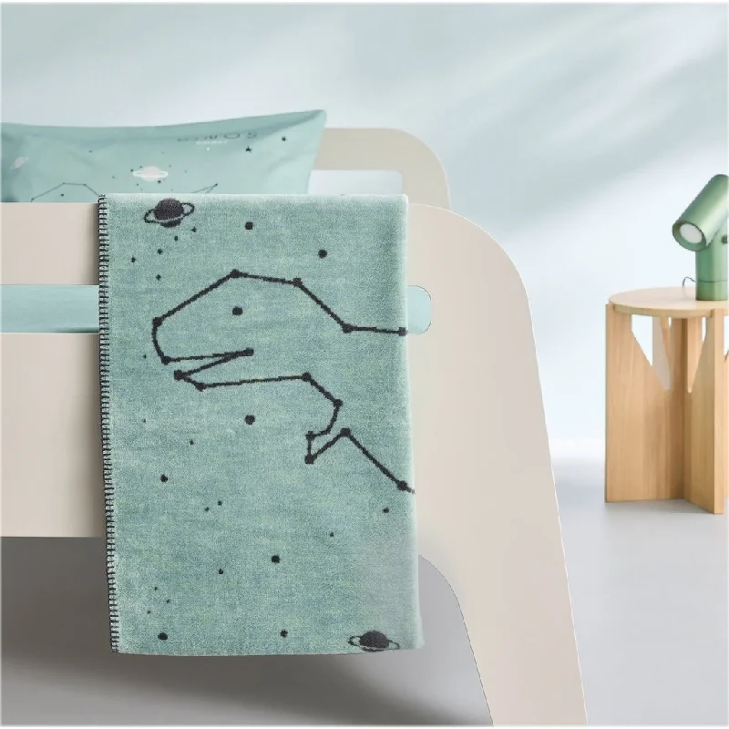 IBENA Star Sign Dinosaur in Space Children's Baby Blanket