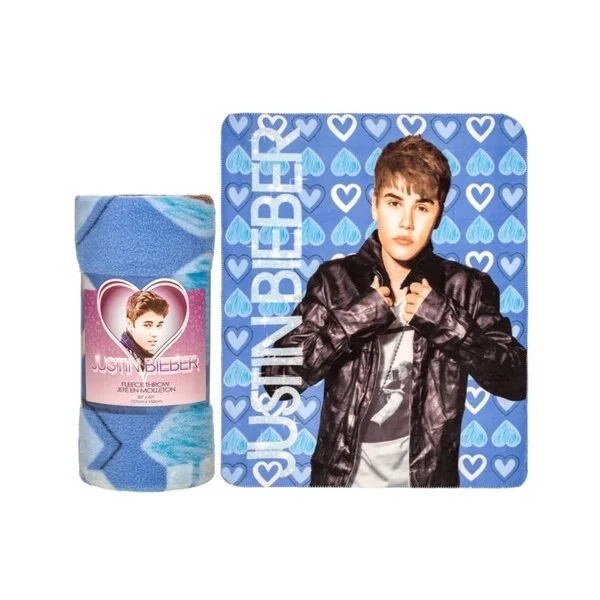 Justin Bieber Fleece Throw Blanket-Heart of Blue