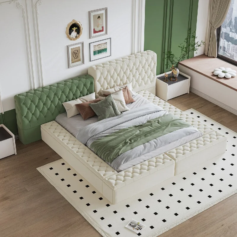 King Size Special-Shaped Fully Upholstered Platform Bed