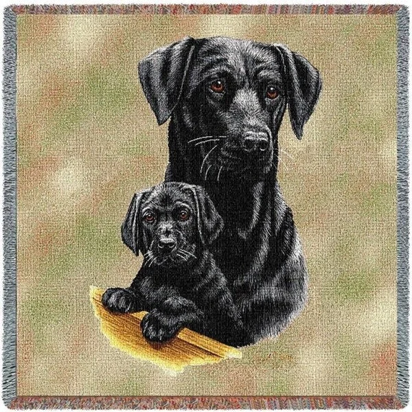 Labrador Retriever with Puppy Black Small Blanket