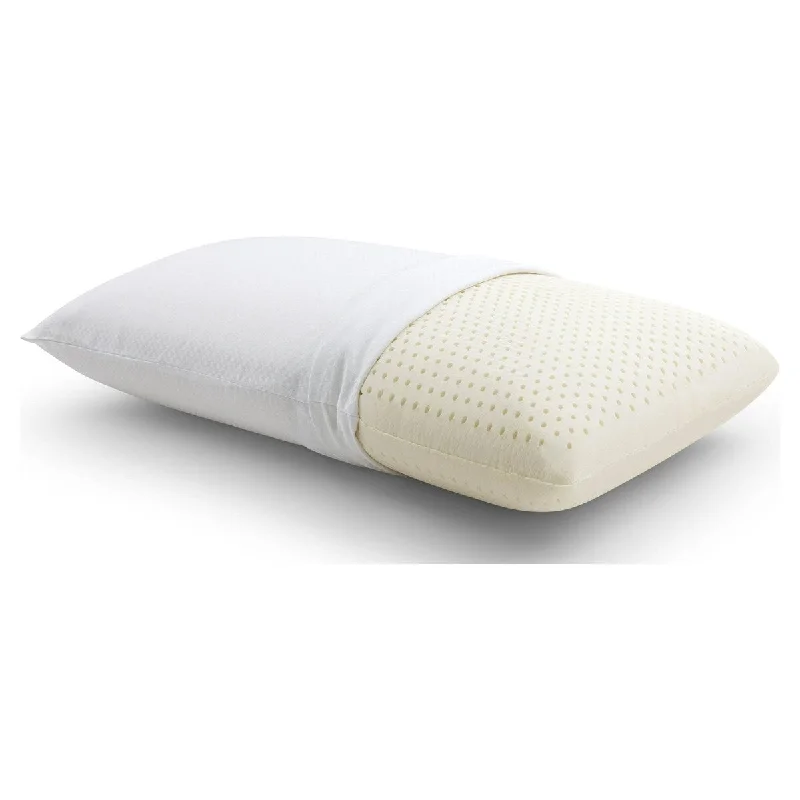 Latex Foam Bed Pillow with Removable Cover, Standard, Cotton - White