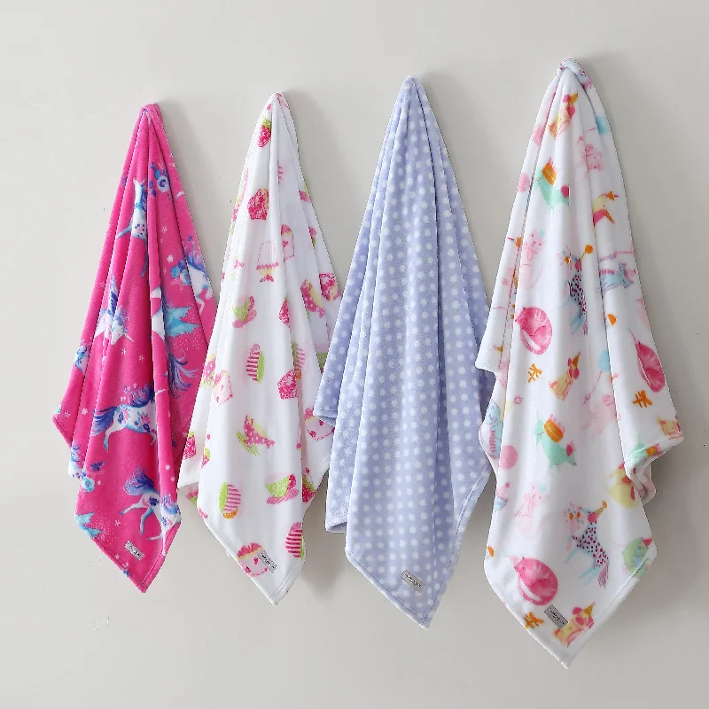 Laura Ashley Kids Printed Ultra Soft Plush Throw Blankets