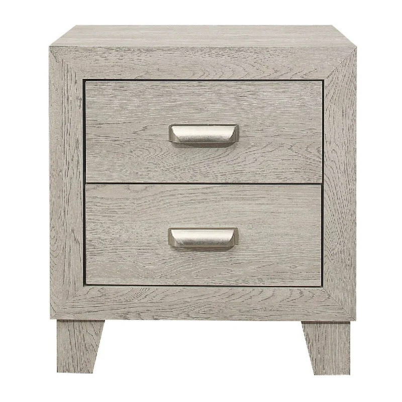 Lexicon Bedroom Nightstand - Light Brown with Nickel Tone Cup Pulls