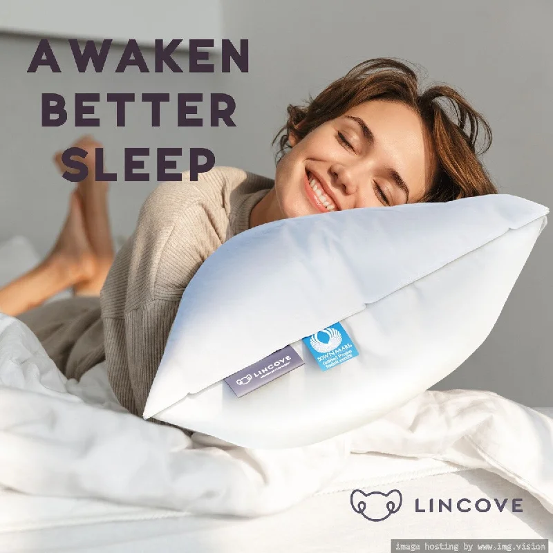 Lincove Bamboo Pillow - Luxury Hotel Quality Temperature Regulating Bamboo Pillow for Stomach Sleepers Soft Pillow