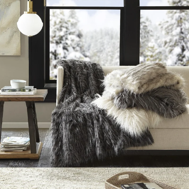 Madison Park Adelaide Luxury Faux Fur Year Round Premium Throw