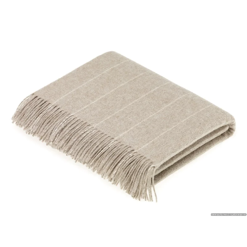 Merino Lambswool Pinstripe Beige Throw Blanket